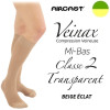 Mi-bas femme - Classe 2 - TRANSPARENT - Beige éclat - Gamme VEINAX - AIRCAST