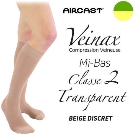 Mi-bas femme - Classe 2 - TRANSPARENT - Beige discret - Gamme VEINAX - AIRCAST