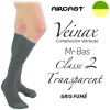Mi-bas femme - Classe 2 - TRANSPARENT - Gris fumé - Gamme VEINAX - AIRCAST