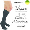 Mi-bas femme - Classe 2 - MICROTRANS - Gris fumé - Gamme VEINAX - AIRCAST