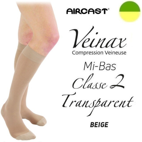 Mi-bas femme - Classe 2 - TRANSPARENT - Beige - Gamme VEINAX - AIRCAST