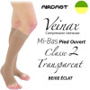 Mi-bas pied ouvert femme - Classe 2 - TRANSPARENT - Beige discret - Gamme VEINAX - AIRCAST