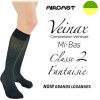 Mi-bas femme - Classe 2 - FANTAISIE - Noir grands losanges - Gamme VEINAX - AIRCAST