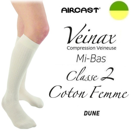 Mi-bas femme - Classe 2 - COTON FEMME - Dune - Gamme VEINAX - AIRCAST