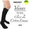 Mi-bas femme - Classe 2 - COTON FEMME - Noir - Gamme VEINAX - AIRCAST