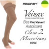 Bas pied ouvert autofixant femme - Classe 2 - MICROTRANS - Beige - Gamme VEINAX - AIRCAST