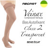 Bas autofixant femme - Classe 2 - TRANSPARENT - Beige éclat - Gamme VEINAX - AIRCAST