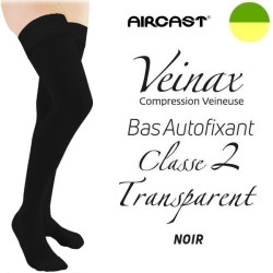 Bas autofixant femme - Classe 2 - TRANSPARENT - Noir - Gamme VEINAX - AIRCAST