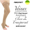 Bas pied ouvert autofixant femme - Classe 2 - TRANSPARENT - Beige discret - Gamme VEINAX - AIRCAST