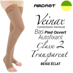 Bas pied ouvert autofixant femme - Classe 2 - TRANSPARENT - Beige éclat - Gamme VEINAX - AIRCAST