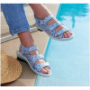 Sandale Cuir Bleu Argent Effet Grainé Femme CHUT AD 2315 F - ADOUR