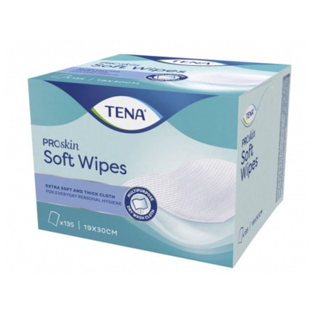 TENA Soft Wipes ProSkin - Lingette sèche 19 x 30 cm - Boîte de 135 - TENA