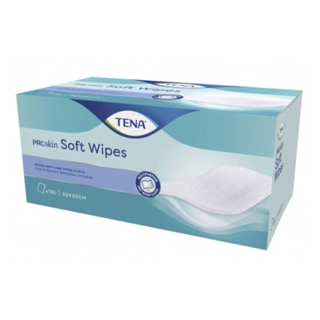TENA Soft Wipes ProSkin - Lingette sèche 19 x 30 cm - Boîte de 135 - TENA