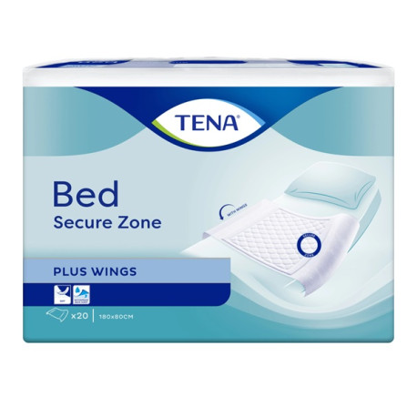 TENA Bed Secure Zone Plus Wings - Alèse bordable 80 x 180 cm - Sachet de 20 - TENA