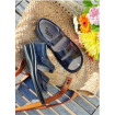 Sandale Cuir Marine Grainé Femme CHUT ALPHA O - ADOUR