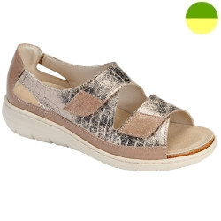Sandale Cuir Beige Doré Effet Croco Femme CHUT AD 2228 F - ADOUR