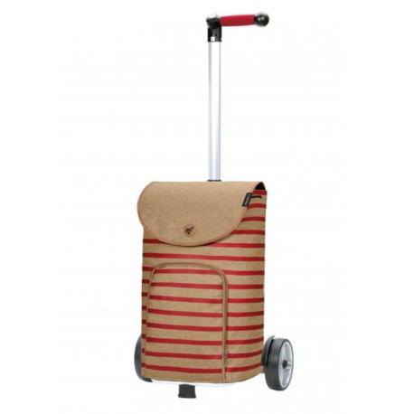 Unus Shopper Eske - Chariot de courses 2 roues - Rouge et Beige - 47 L - Andersen Shopper Manufaktur