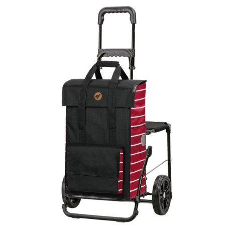Komfort Shopper Jella - Chariot de courses avec siège- Rouge - 49 L - Andersen Shopper Manufaktur