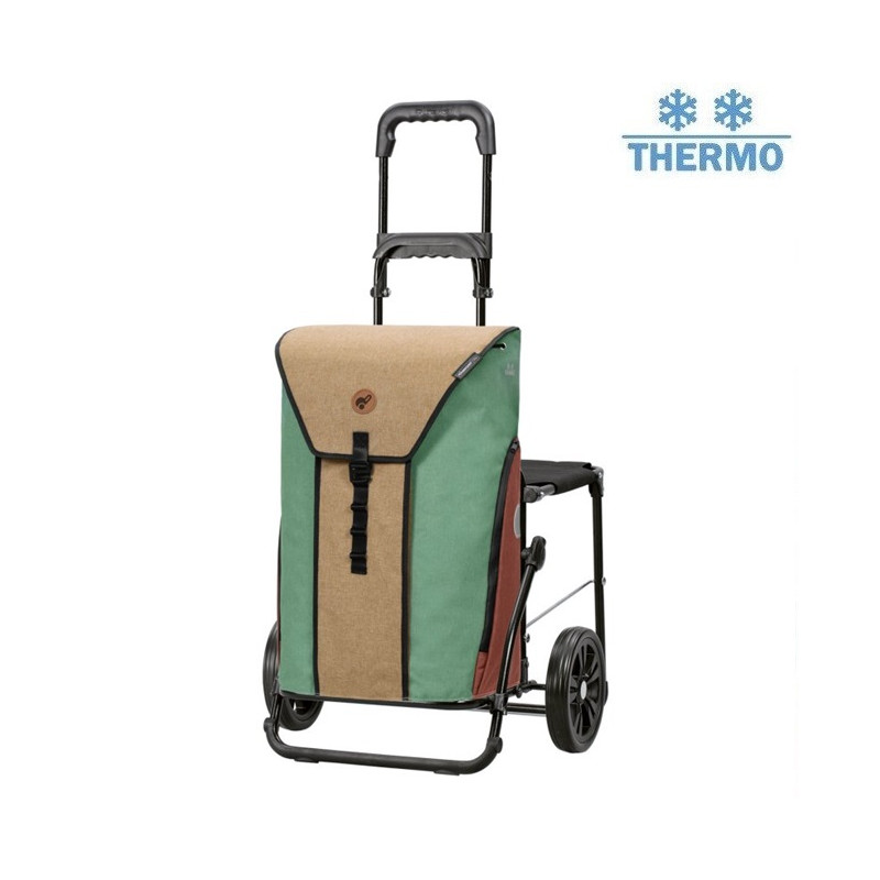 Komfort Shopper Oli.P 2.0 - Chariot de courses avec siège - Beige - 50 L - Andersen Shopper Manufaktur