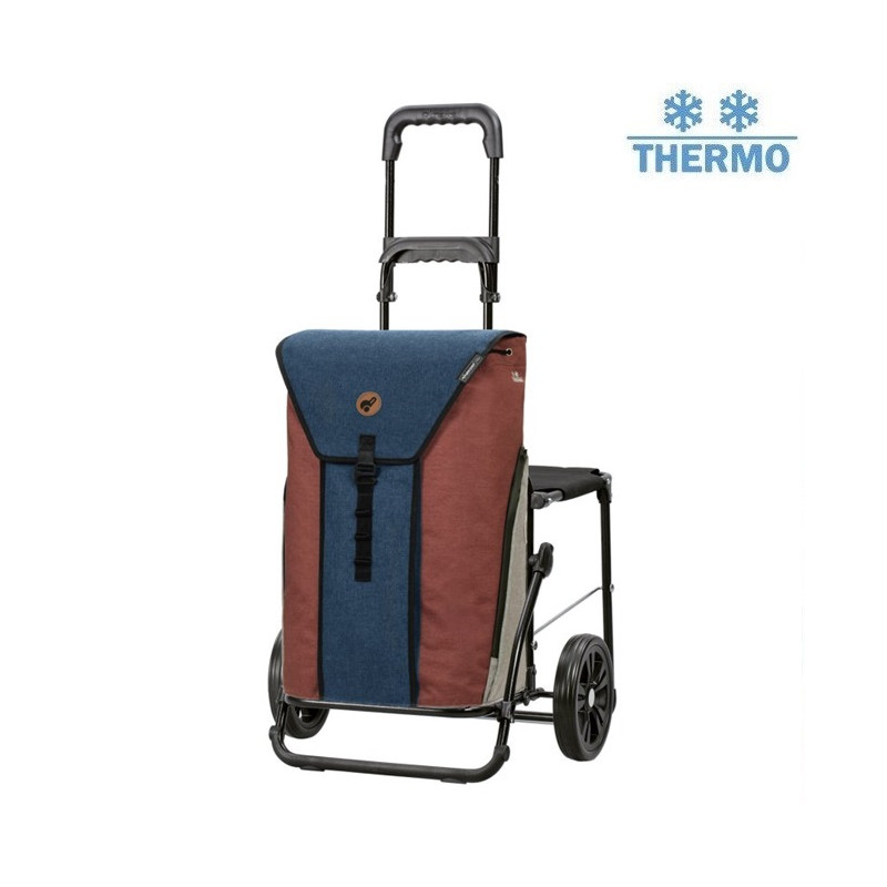 Komfort Shopper Oli.P 2.0 - Chariot de courses avec siège - Bleu - 50 L - Andersen Shopper Manufaktur