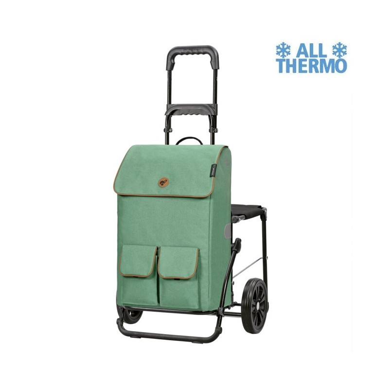 Komfort Shopper Ipek Ma - Chariot de courses avec siège - Sauge - 42 L - Andersen Shopper Manufaktur