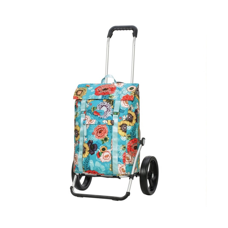 Royal Shopper Basil Bloom - Chariot de courses 2 roues - Bleu - 50 L - Andersen Shopper Manufaktur