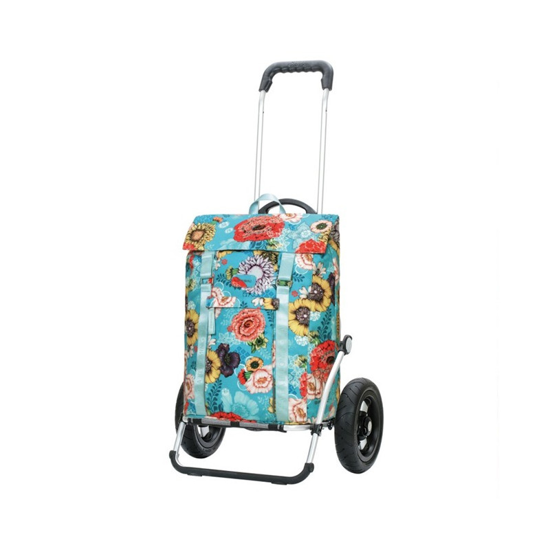 Royal Shopper Basil Bloom - Chariot de courses 2 roues - Bleu - 50 L - Andersen Shopper Manufaktur
