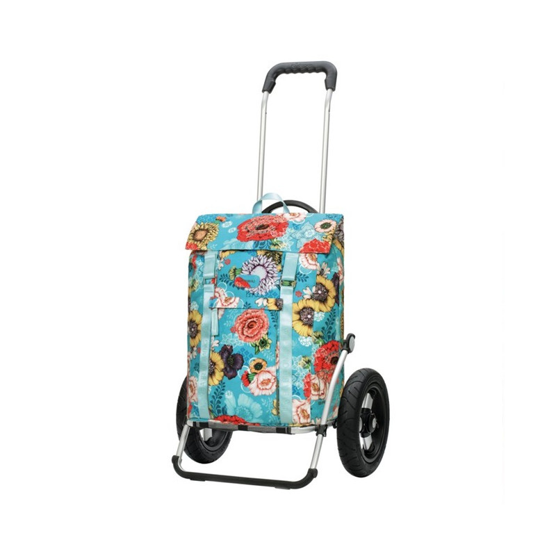 Royal Shopper Basil Bloom - Chariot de courses 2 roues - Bleu - 50 L - Andersen Shopper Manufaktur