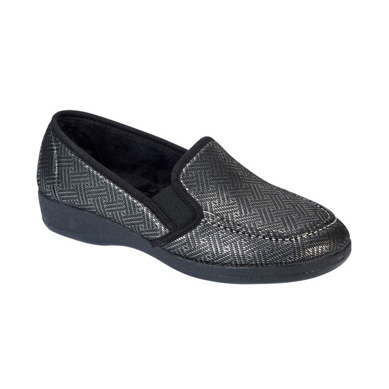 Mocassin Noir / Imprimé Argent Femme BR 3382 - Bruman
