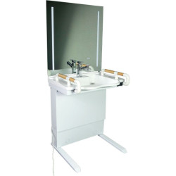 Lavabo avec miroir réglable en hauteur