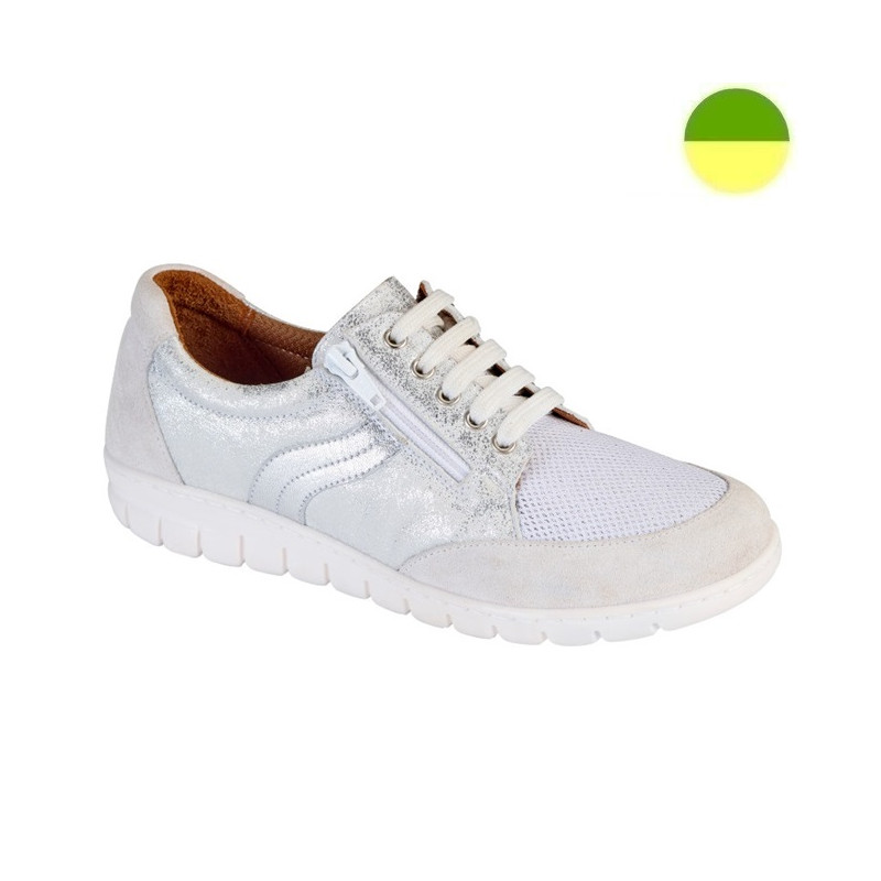 Sneaker à Lacet et Glissière Blanc Argent Femme CHUT AD 2545 - ADOUR