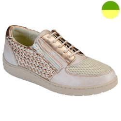 Sneaker à Glissière et Lacet Beige / Or Femme CHUT PU1149 E - PULMAN