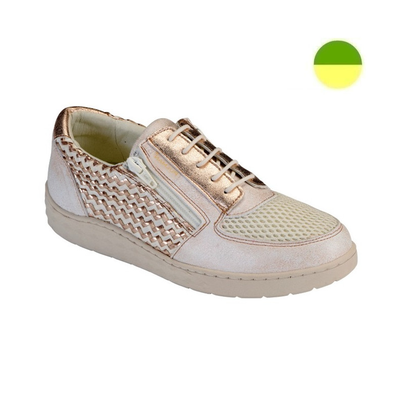 Sneaker à Glissière et Lacet Beige / Or Femme CHUT PU1149 E - PULMAN