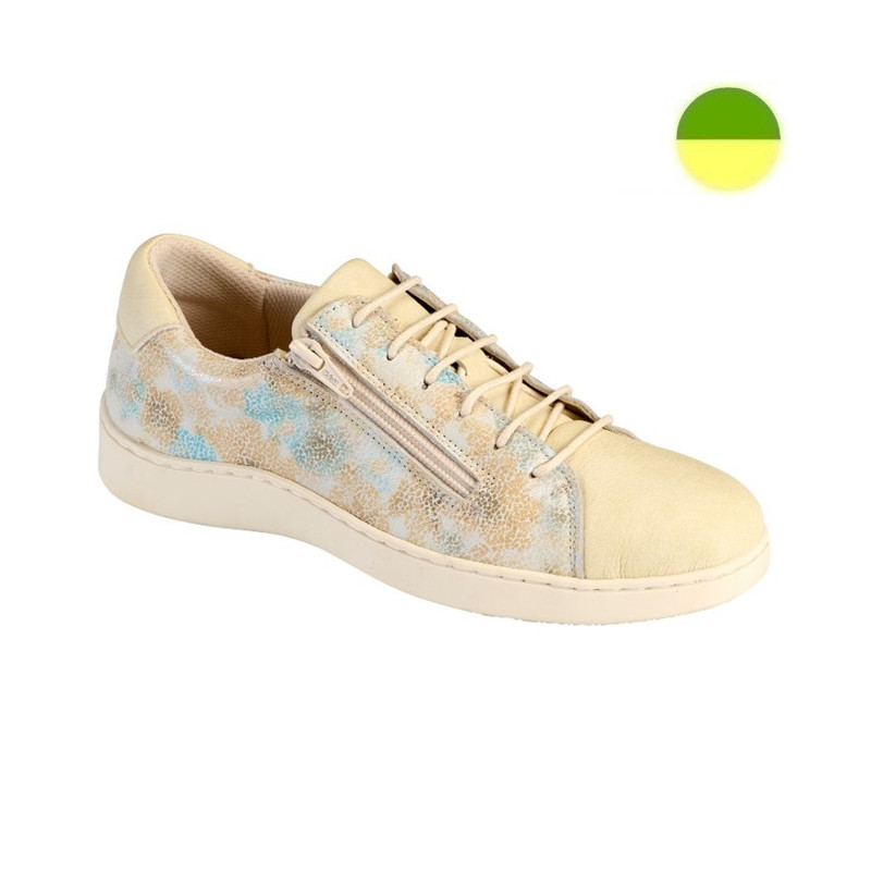 Sneaker à Lacet et Glissière Beige / Taché Multicolore Femme CHUT BR 3342 C - BRUMAN