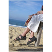 Sandale Cuir Marine Fleuri Femme CHUT ALPHA S - ADOUR