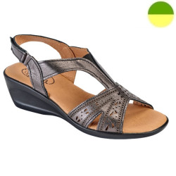 Sandale Cuir Noir Argent Femme CHUT AD 2537 - ADOUR