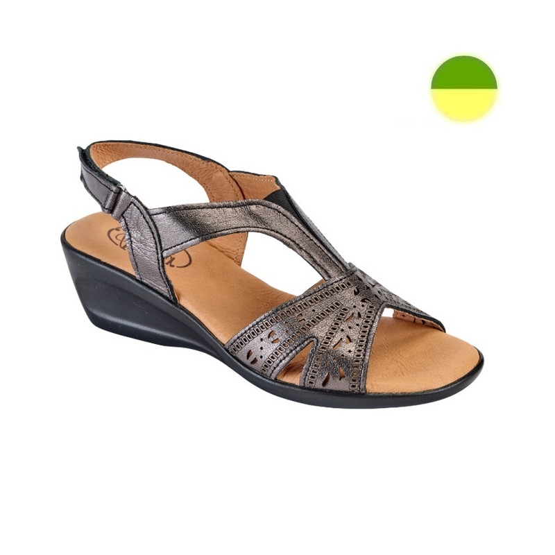 Sandale Cuir Noir Argent Femme CHUT AD 2537 - ADOUR
