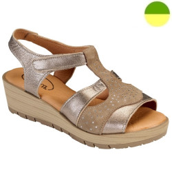 Sandale Cuir à Plateforme Marron Argenté Femme CHUT AD 2524 B - ADOUR