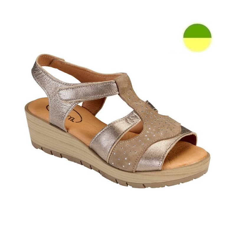 Sandale Cuir à Plateforme Marron Argenté Femme CHUT AD 2524 B - ADOUR