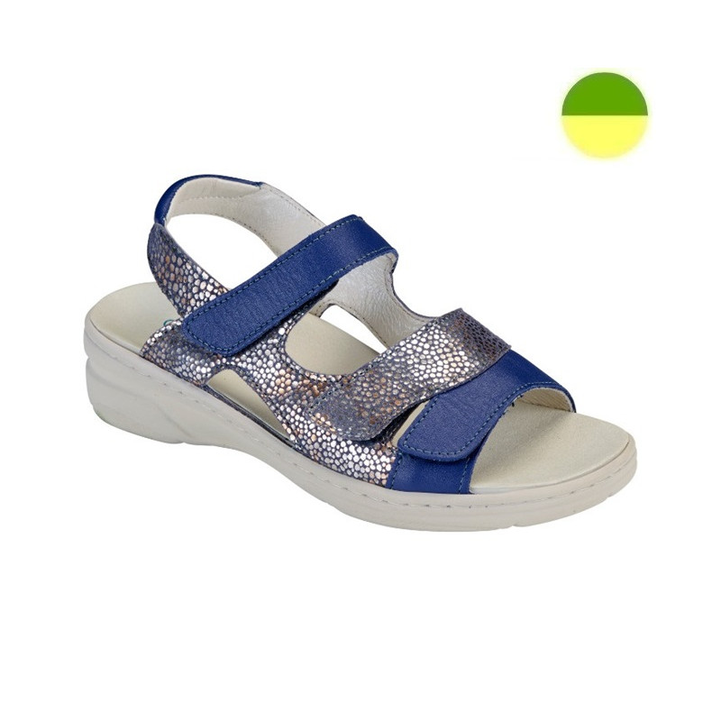 Sandale Cuir Bleu Argent Effet Grainé Femme CHUT AD 2548 - ADOUR