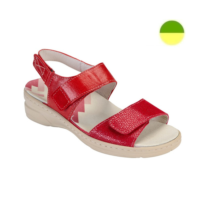 Sandale Cuir Rouge Effet Grainé Femme CHUT AD 2401 E - ADOUR
