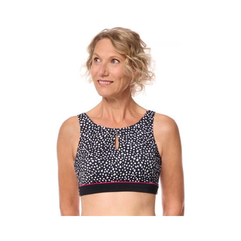 Manila - Haut de bikini sans armature pour prothèses mamaires - Noir / Blanc - Amoena