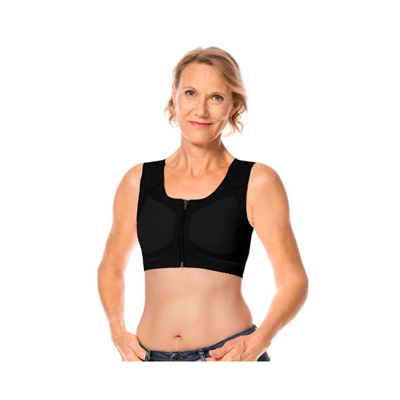 Lymph Flow - Soutien-gorge Sans armatures et Ouverture à l'avant - Noir - Amoena