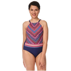 Thassos - Maillot de bain à col haut pour prothèses mamaires - Ethnique marine - Amoena