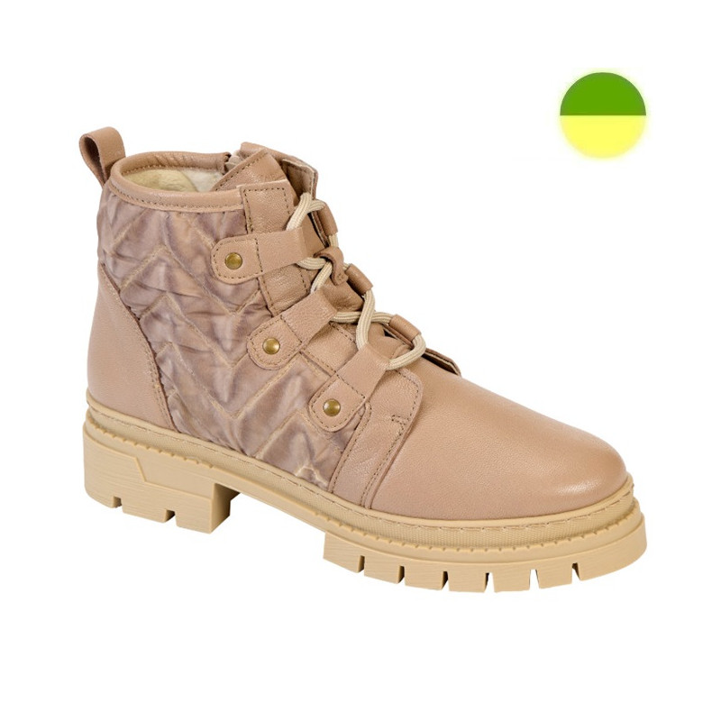 Bottine Fourré à Lacet Marron Clair Femme CHUT BR 3526 - BRUMAN