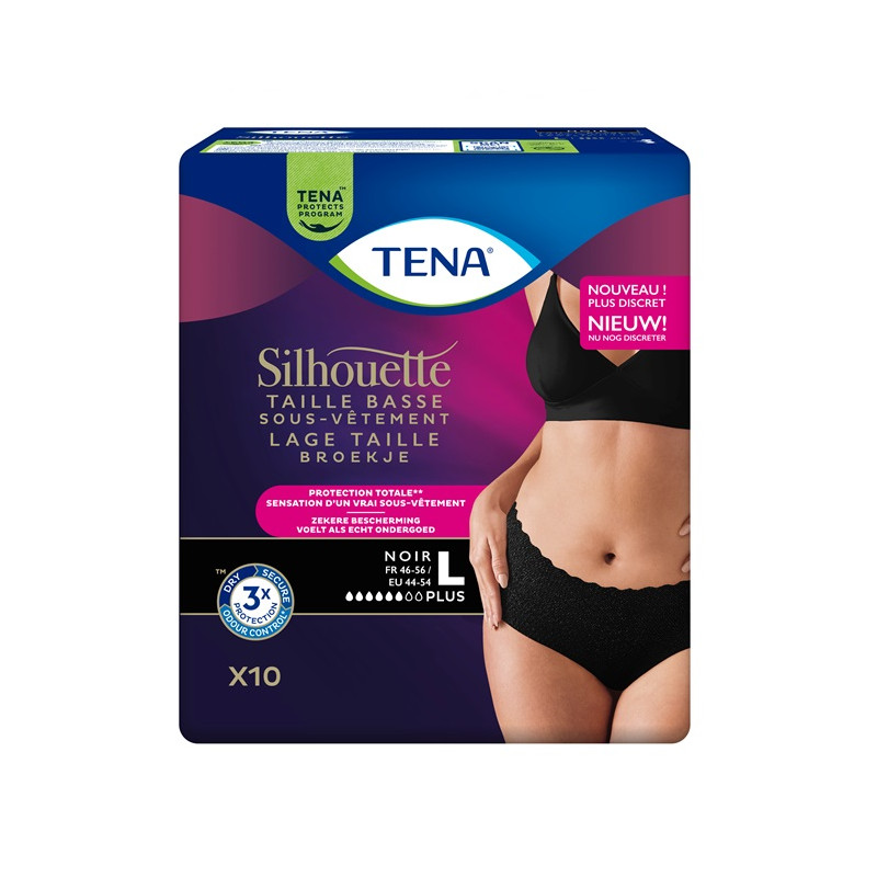 TENA Silhouette - Plus - Noir - Large - Taille basse - TENA