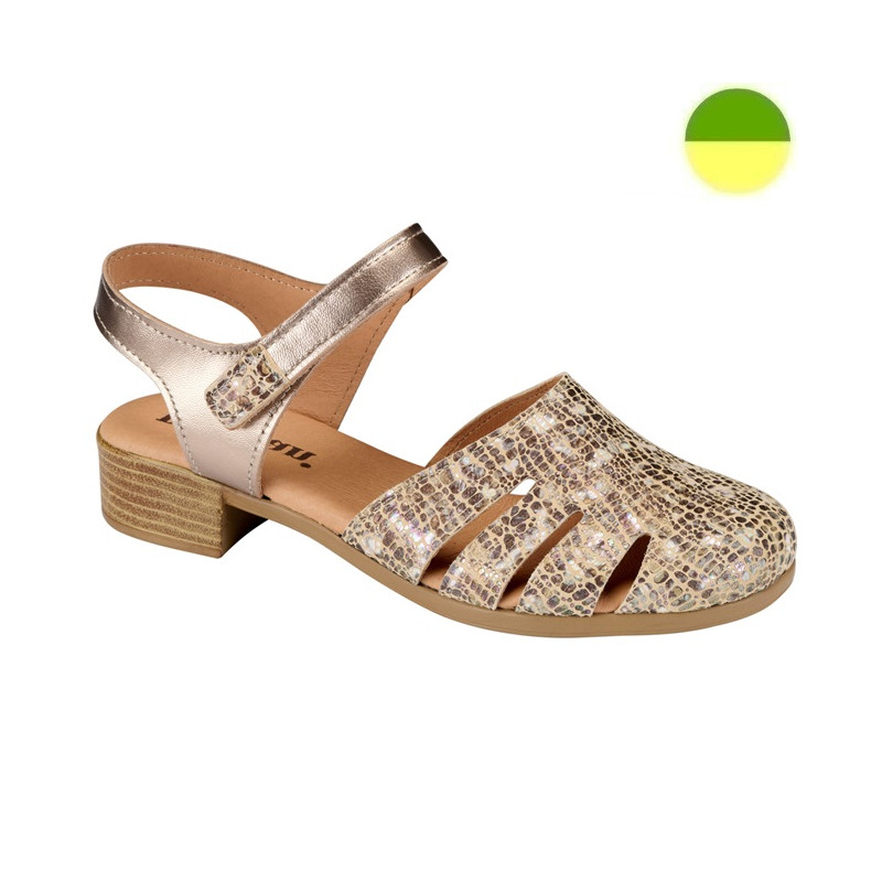 Chaussure à Petit Talon Effet Grainé Blanc et Or Femme CHUT BR 3568 - BRUMAN