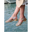Chaussure à Petit Talon Effet Grainé Blanc et Or Femme CHUT BR 3568 - BRUMAN