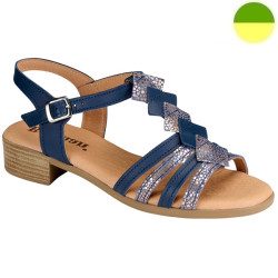 Sandale Cuir à Petit Talon Marine Femme CHUT BR 3558 - BRUMAN