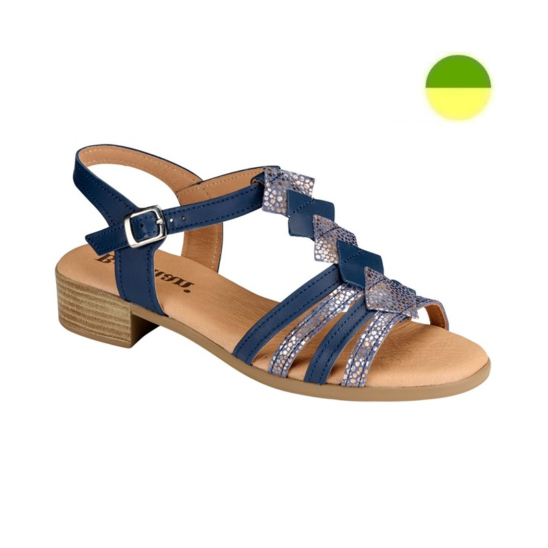 Sandale Cuir à Petit Talon Marine Femme CHUT BR 3558 - BRUMAN